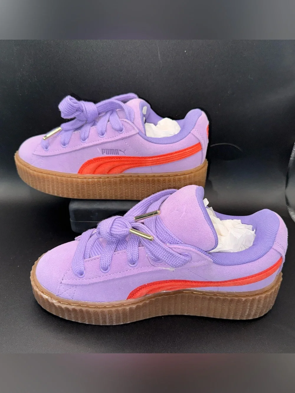 Puma Fenty Creeper Lavender Purple Platform Sneakers Sz 6.5 Rihanna Suede Neon - Picture 3 of 16